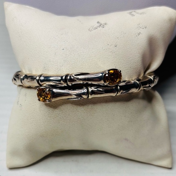 JAI Citrine Spiral Bamboo Sterling Silver Bracelet - Picture 1 of 8